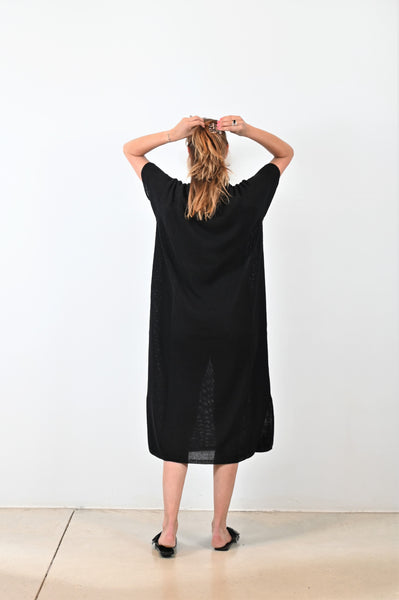 jurk linen dress/black