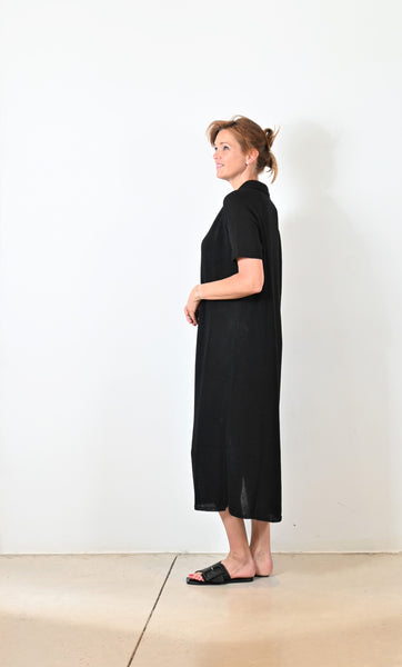 jurk linen dress/black