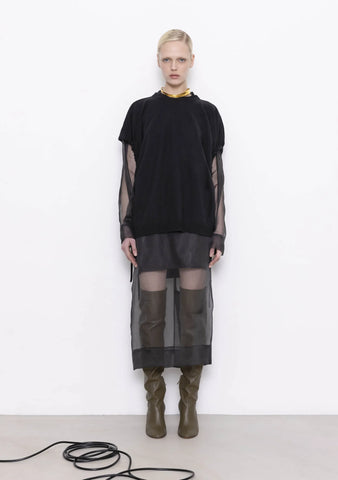 Zwarte Transparante Rok met Korte Voering