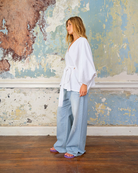Seamehappy Ruana Cover Up Woven Cotton Wit