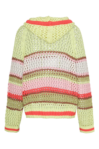 Liv Bergen Crochet striped hoodie in lime green