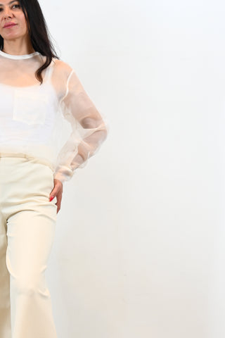 Transparante blouse Crème