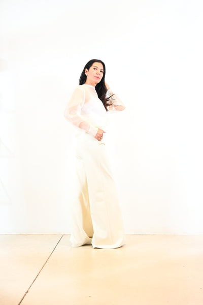 Crèmekleurige High-Waist Broek