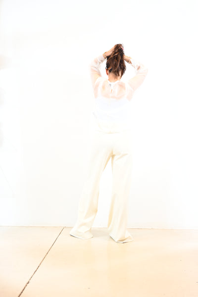 Crèmekleurige High-Waist Broek