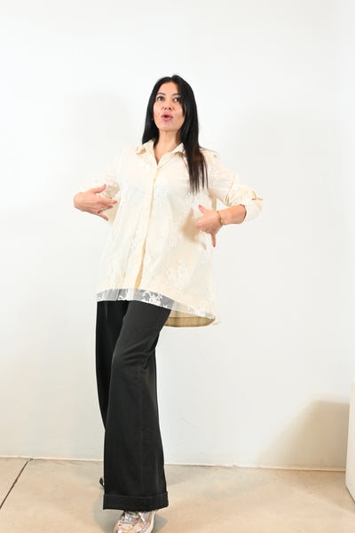 Kanten blouse Pizzi crème