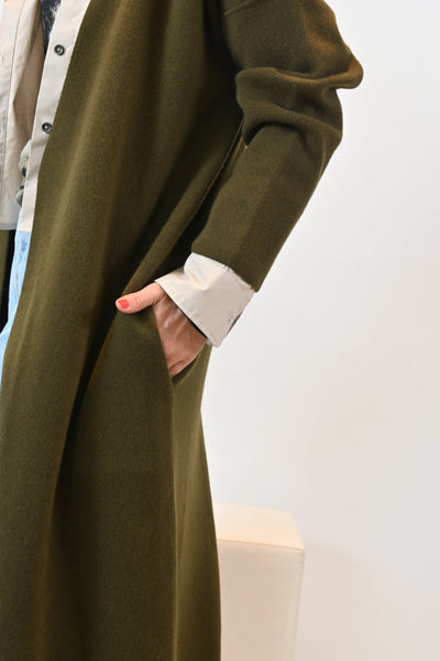 Jean Paul Knott lange cardigan in kaki‑groen