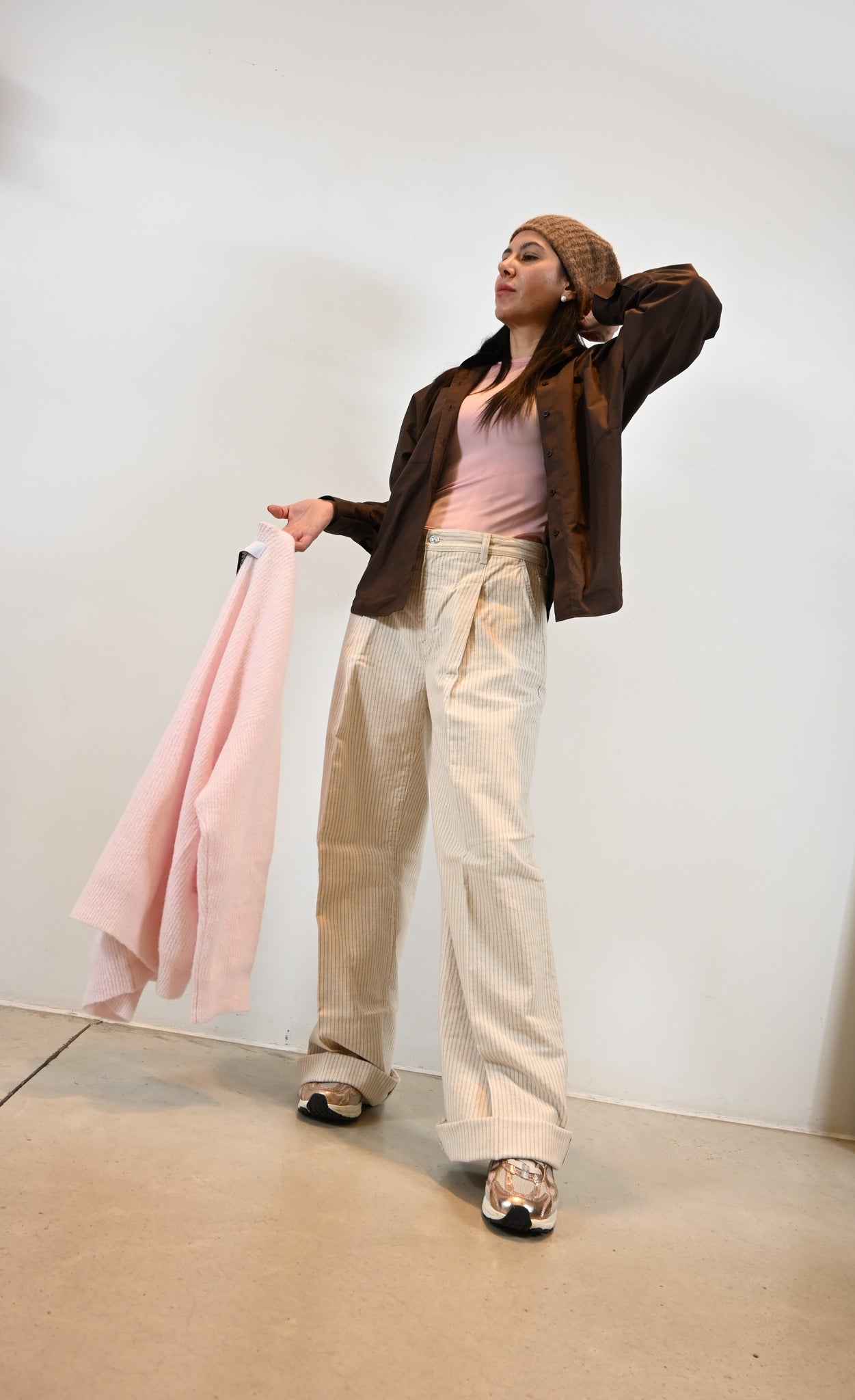 Nine in the Morning Ottavia Palazzo broek – beige met strepen