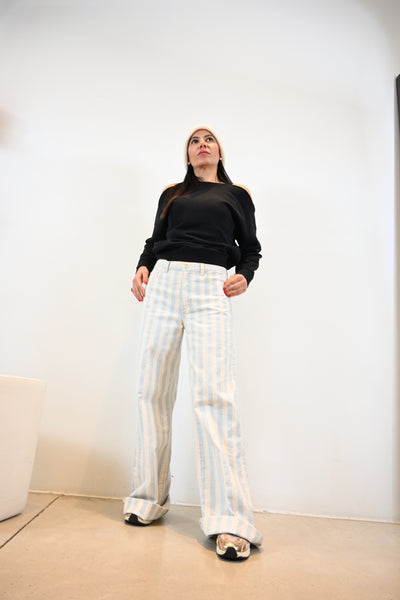 Nine in the Morning Nadia Palazzo jeans – blauw/beige met strepen