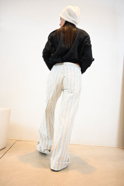 Nine in the Morning Nadia Palazzo jeans – blauw/beige met strepen