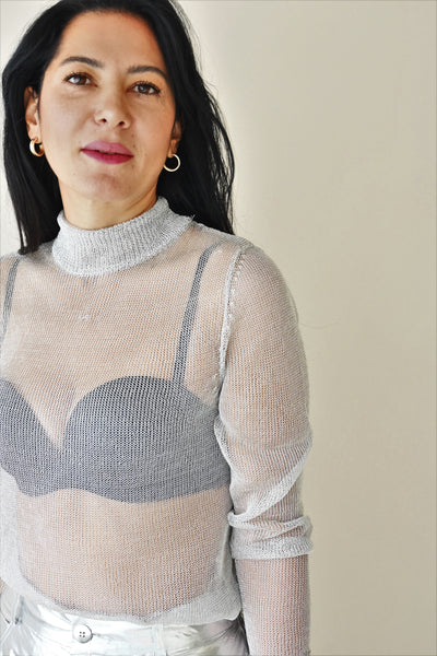 mesh turtleneck sweater