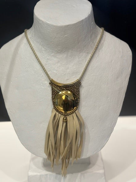 Ketting goud/beige met studs