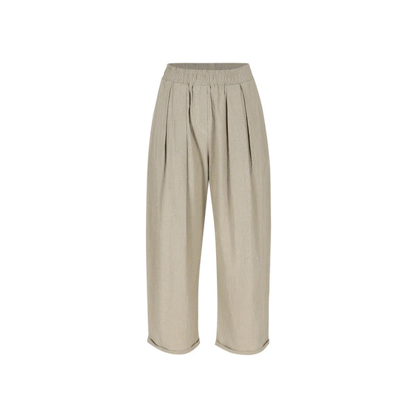ANDRE Beige Geruite Broek met Plooien