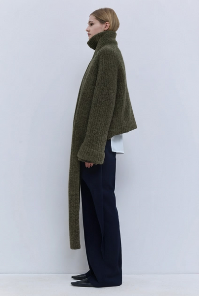 Christian Wijnants Keleko Chunky Rib Cardigan Kaki – Military