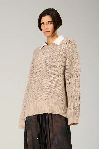 Liv Bergen Distressed Tricot Toffee pull
