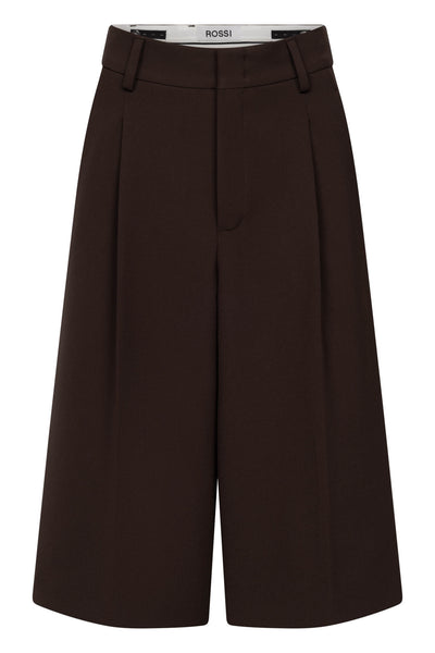 Rossi Devin Wide-Leg Bermuda Short – Donkerbruin
