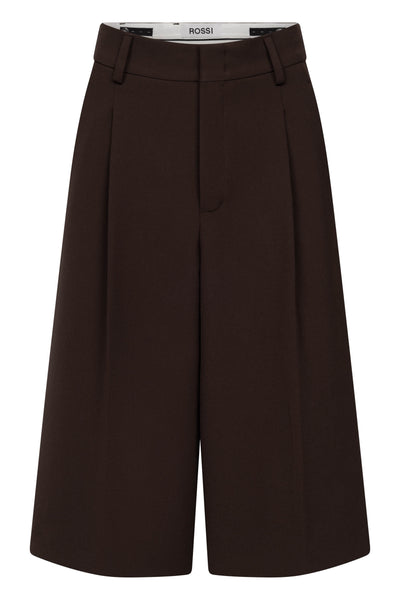 Rossi Devin Wide-Leg Bermuda Short – Donkerbruin