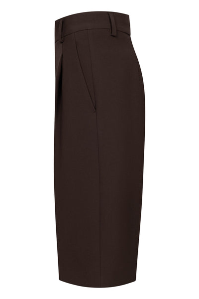 Rossi Devin Wide-Leg Bermuda Short – Donkerbruin