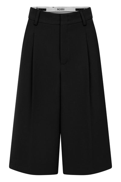 Rossi Devin Fluid Cade Zwart Wide-leg Bermuda Shorts