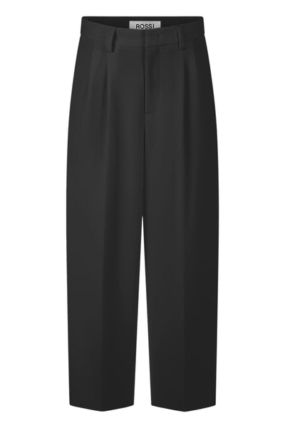 Rossi Noa Crop Fluid Cade Pleated Trousers Zwart