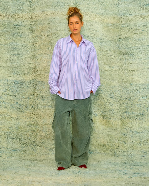 Sea Me Happy Harvey Shirt Poplin Striped Blue Pink