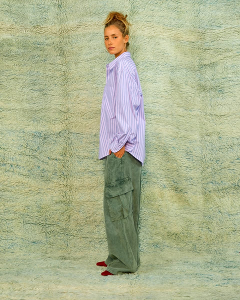 Sea Me Happy Harvey Shirt Poplin Striped Blue Pink