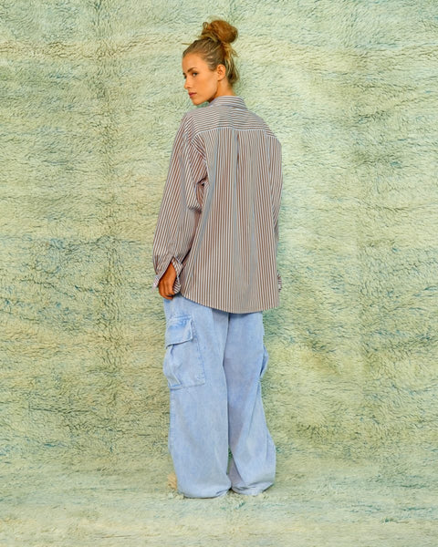 Sea Me Happy Harvey Shirt Poplin Striped Brown