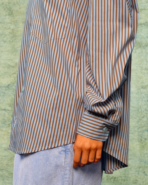 Sea Me Happy Harvey Shirt Poplin Striped Brown
