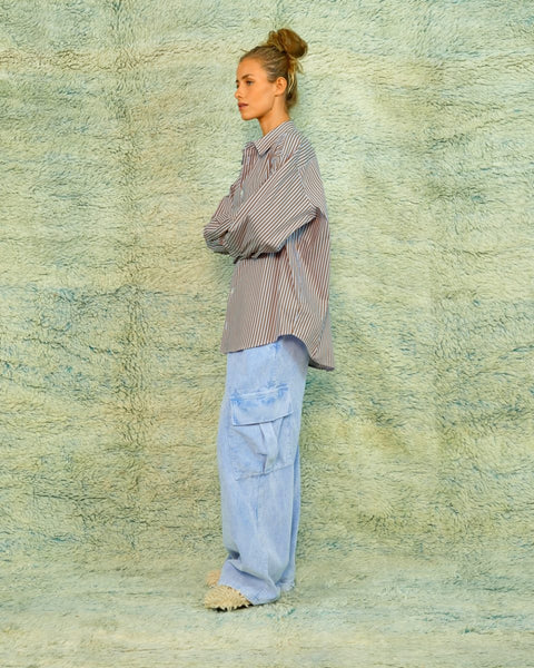 Sea Me Happy Harvey Shirt Poplin Striped Brown