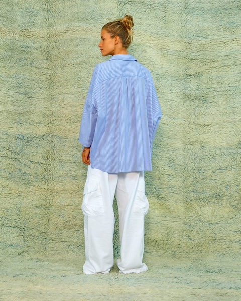 Sea Me Happy Jada Shirt Cotton Striped Blue