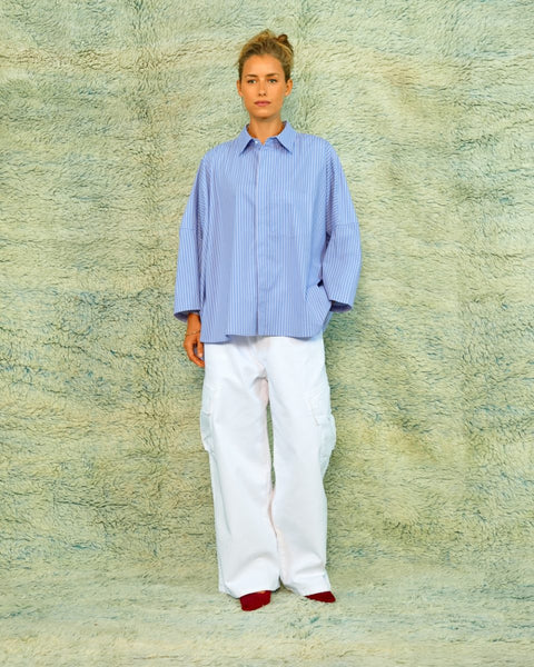 Sea Me Happy Jada Shirt Cotton Striped Blue