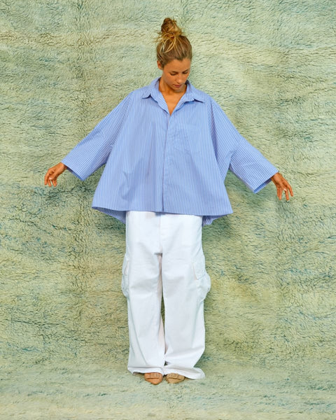 Sea Me Happy Jada Shirt Cotton Striped Blue