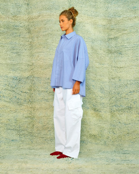 Sea Me Happy Jada Shirt Cotton Striped Blue