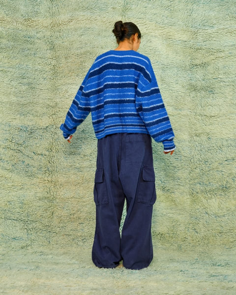 Sea Me Happy Milo Jumper Striped Cobalt