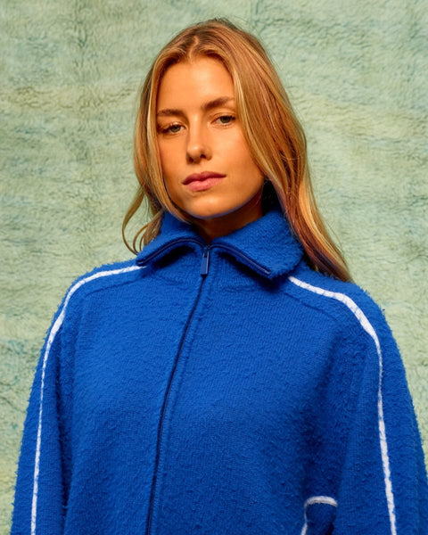 Seamehappy Scottie Zip Up Sweater Blauw