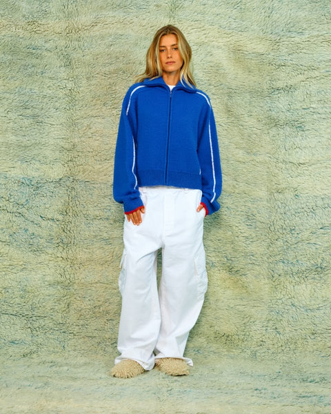 Seamehappy Scottie Zip Up Sweater Blauw
