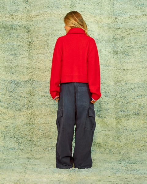 Seamehappy Scottie Zip Up Sweater Rood