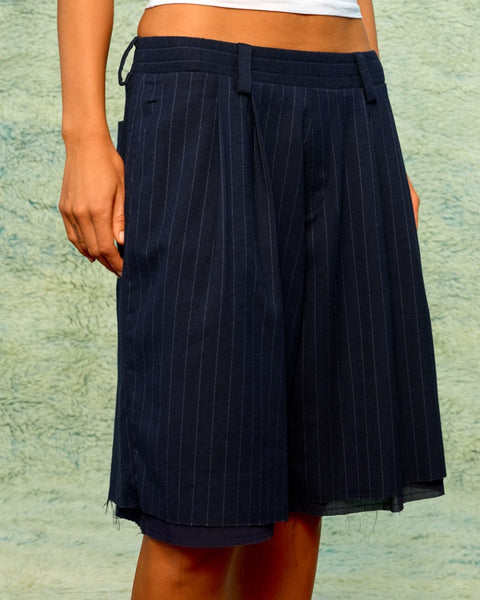 Sea Me Happy Taylor Bermuda Shorts Pin Striped Midnight Blue