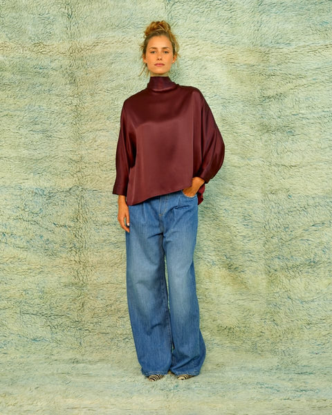 Sea Me Happy Yuzu Top Satin Crepe – Coffee Bean