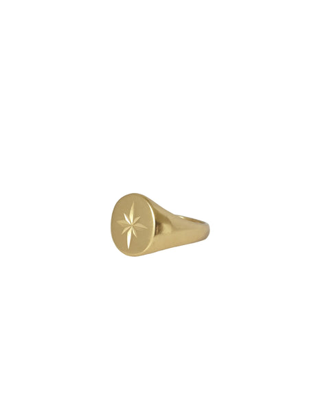 Mimi et Toi Signet Etoile Large Ring Gold
