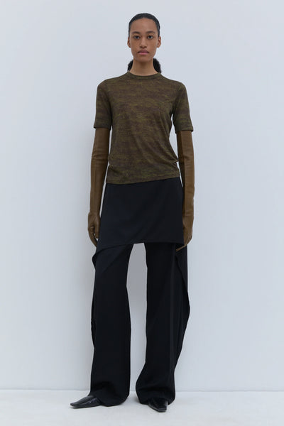 Christian Wijnants Tampi Short-Sleeve Wool Top Night Forest Storm