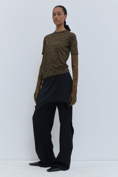 Christian Wijnants Tampi Short-Sleeve Wool Top Night Forest Storm