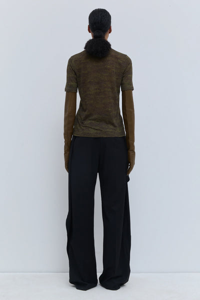 Christian Wijnants Tampi Short-Sleeve Wool Top Night Forest Storm