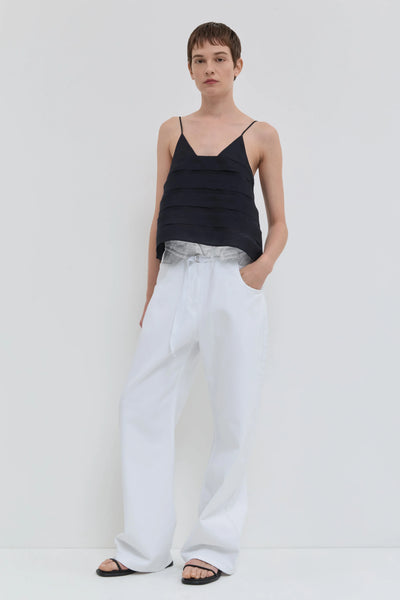 Christian Wijnants Temo Strap Top – Navy Zijde Organza
