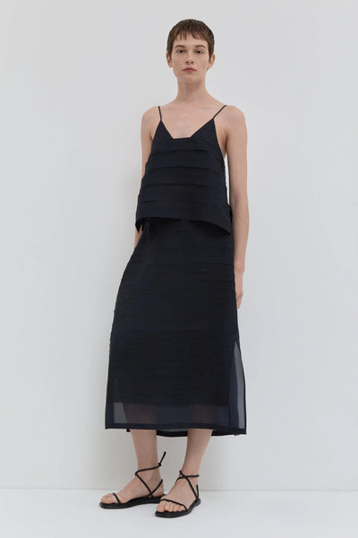 Christian Wijnants Temo Strap Top – Navy Zijde Organza