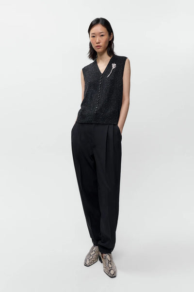 Cordera Silk & Wool Flecked Waistcoat Zwart