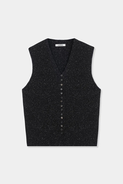 Cordera Silk & Wool Flecked Waistcoat Zwart