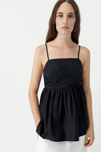 Cordera Zwarte Cotton Embroidered Top